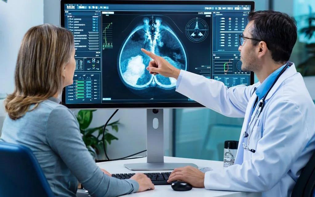 AI technology helping healthcare professionals analyze medical images