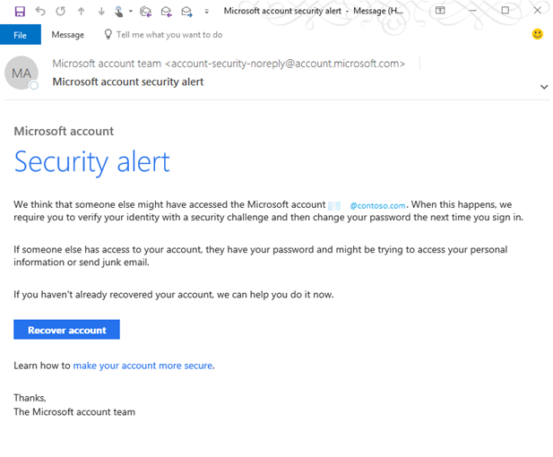 Fake Microsoft 365 Security Alert