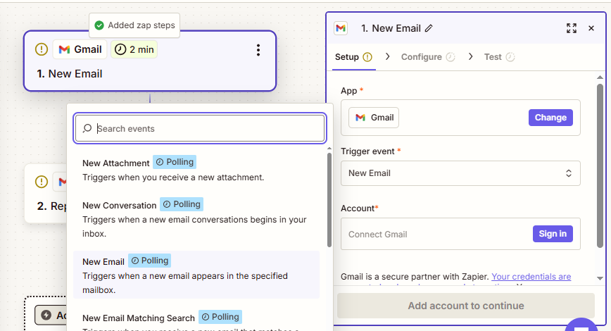 Trigger Event in Zapier