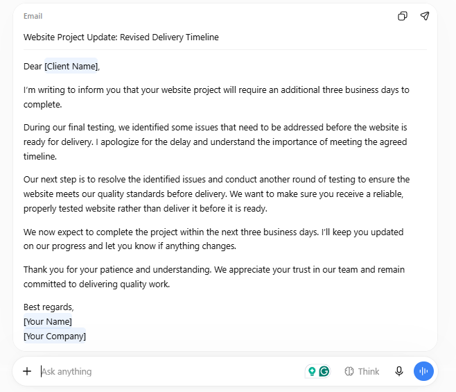 ChatGPT Email Response