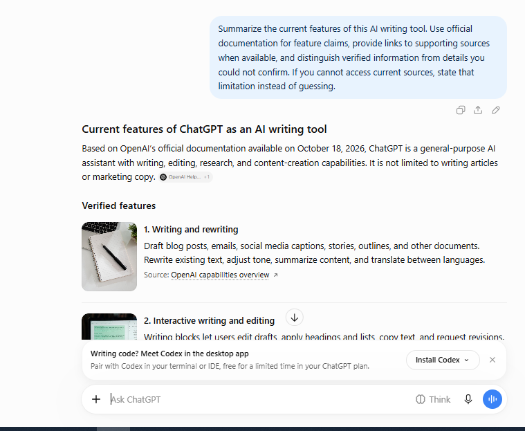 ChatGPT Prompt Output